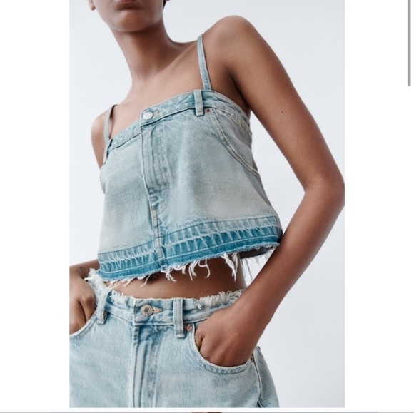 RARE!Zara NWT Denim Top Size S - Picture 3 of 11